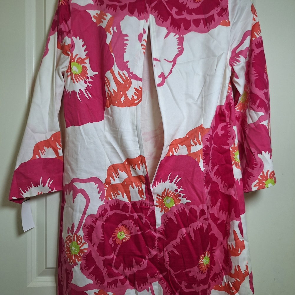 Lilly Pulitzer Milly Shift Dress Pink Perfect Poppy Floral 3/4 Sleeve Size Small - Picture 5 of 6